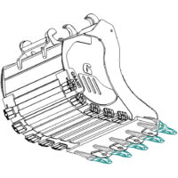 Bergskopa - fäste S80, volym 2500 liter, bredd 1650 mm, med tänder - Bild 4