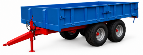 Dumpervagn F7000 - fäste dragögla boggie kapacitet 7 ton med broms belysning bakåttipp fällbara sidolämmar vikt 1850 kg
